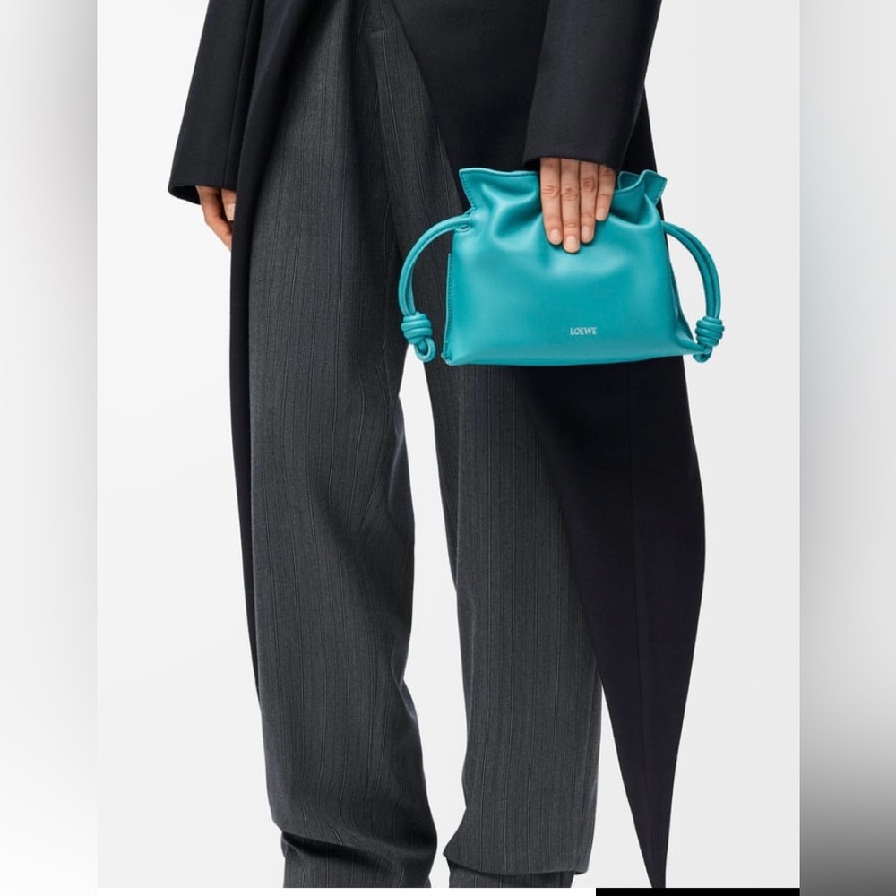 Loewe Mini Flamenco clutch in nappa calfskin Deep Turquoise New/receipt $2350